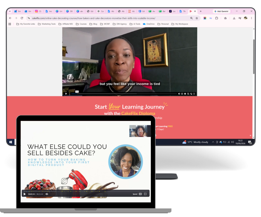 Collage of industry collaborations including CakeFlix member training and Sweet as Success webinar training